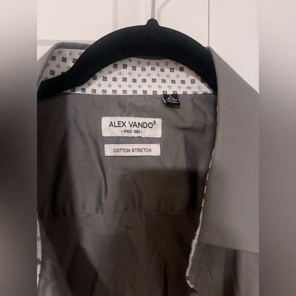 Men's Gray Alex Vando Cotton Stretch Long Sleeved Button Down - Picture 2 of 5